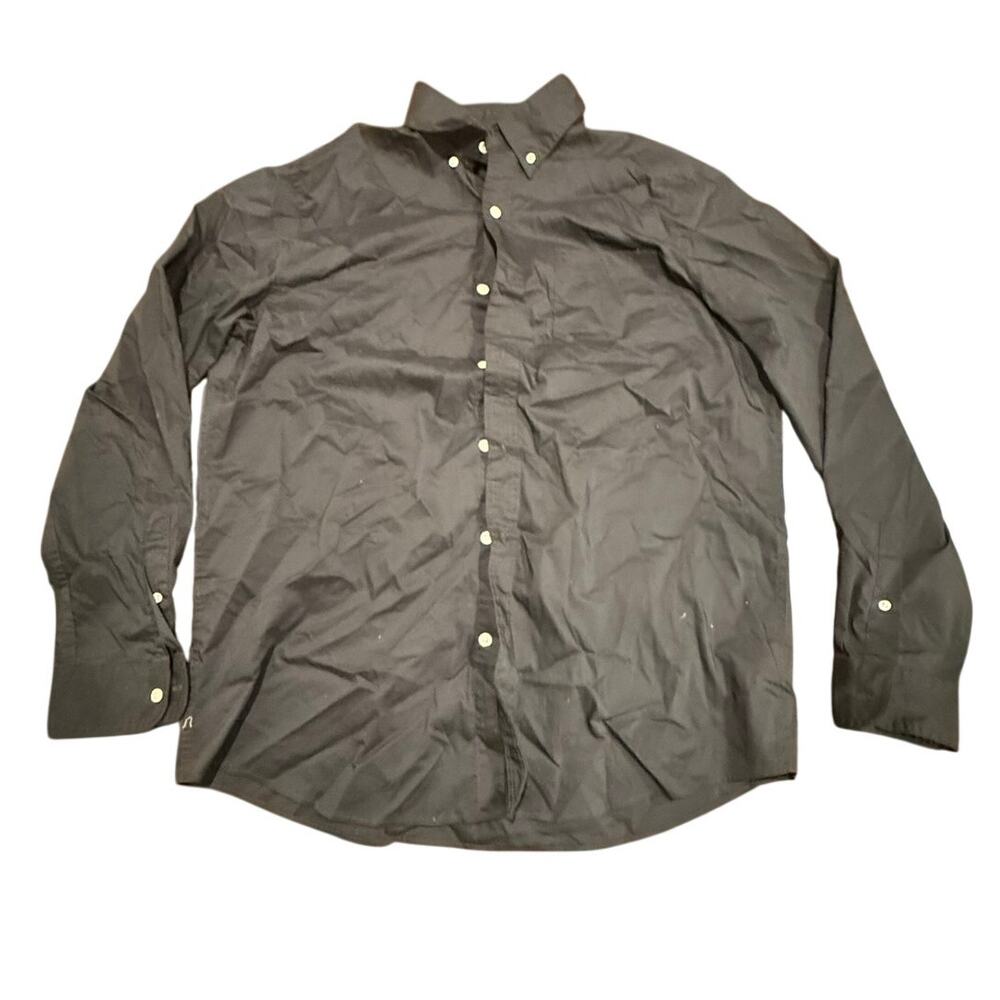 Chaps Men's Black Stretch Easy Care Button Down Shirt Size L Long Sleeve